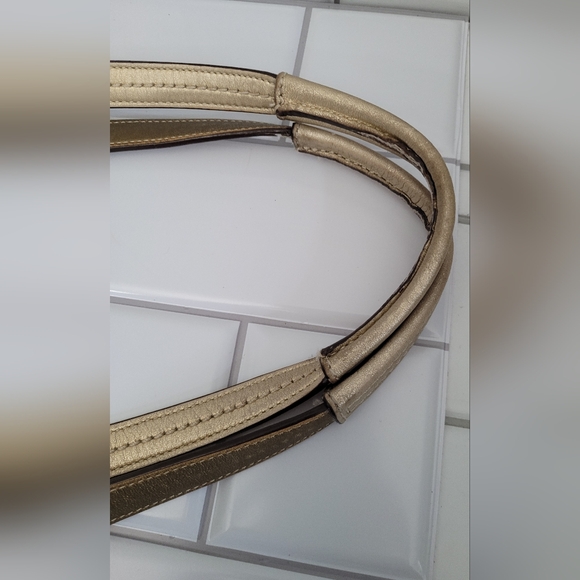 Coach Audrey Gold Metallic Leather Medium Size Tote Soft Pebble Leather Zip Clos - Picture 7 of 13